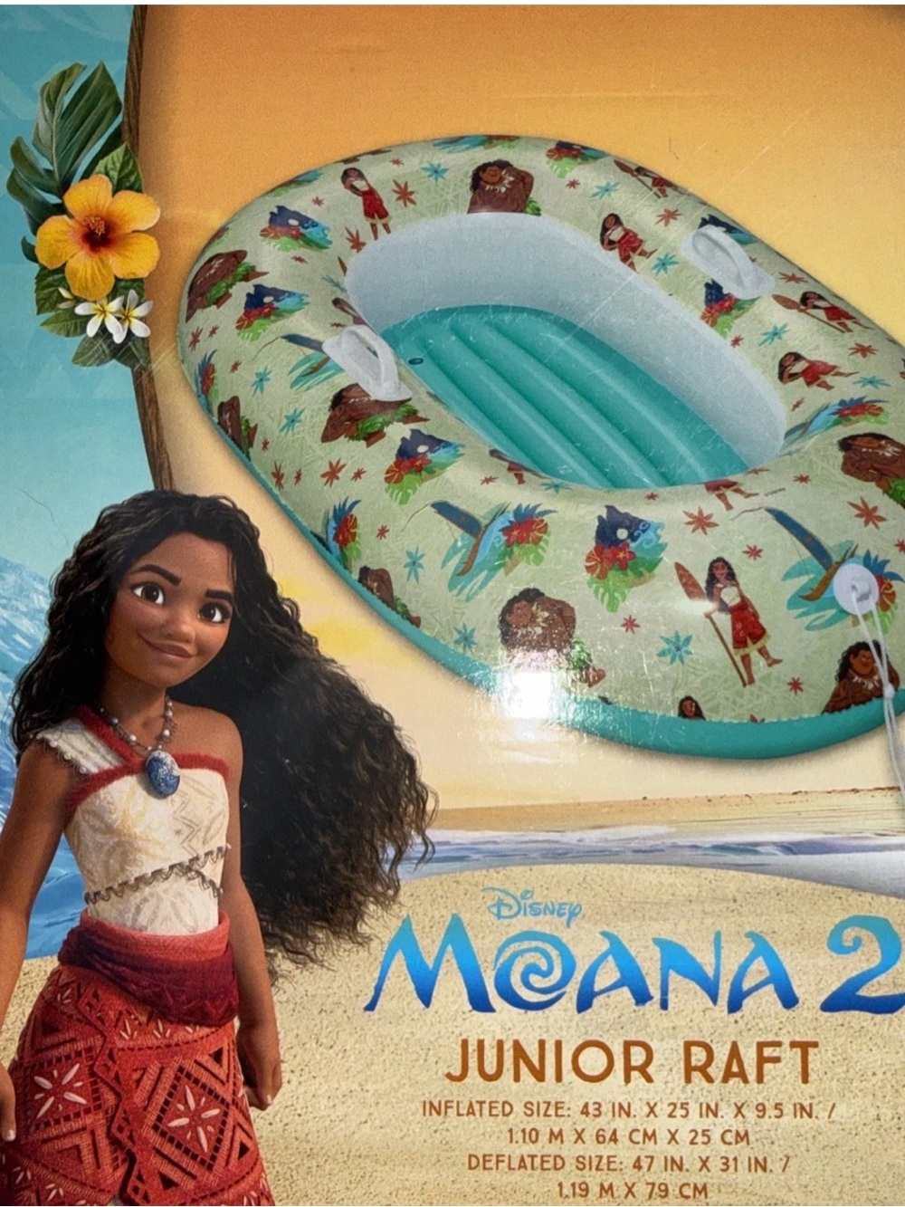Disney Moana Junior Raft - Teal and Cream Inflatable Boat - NEW